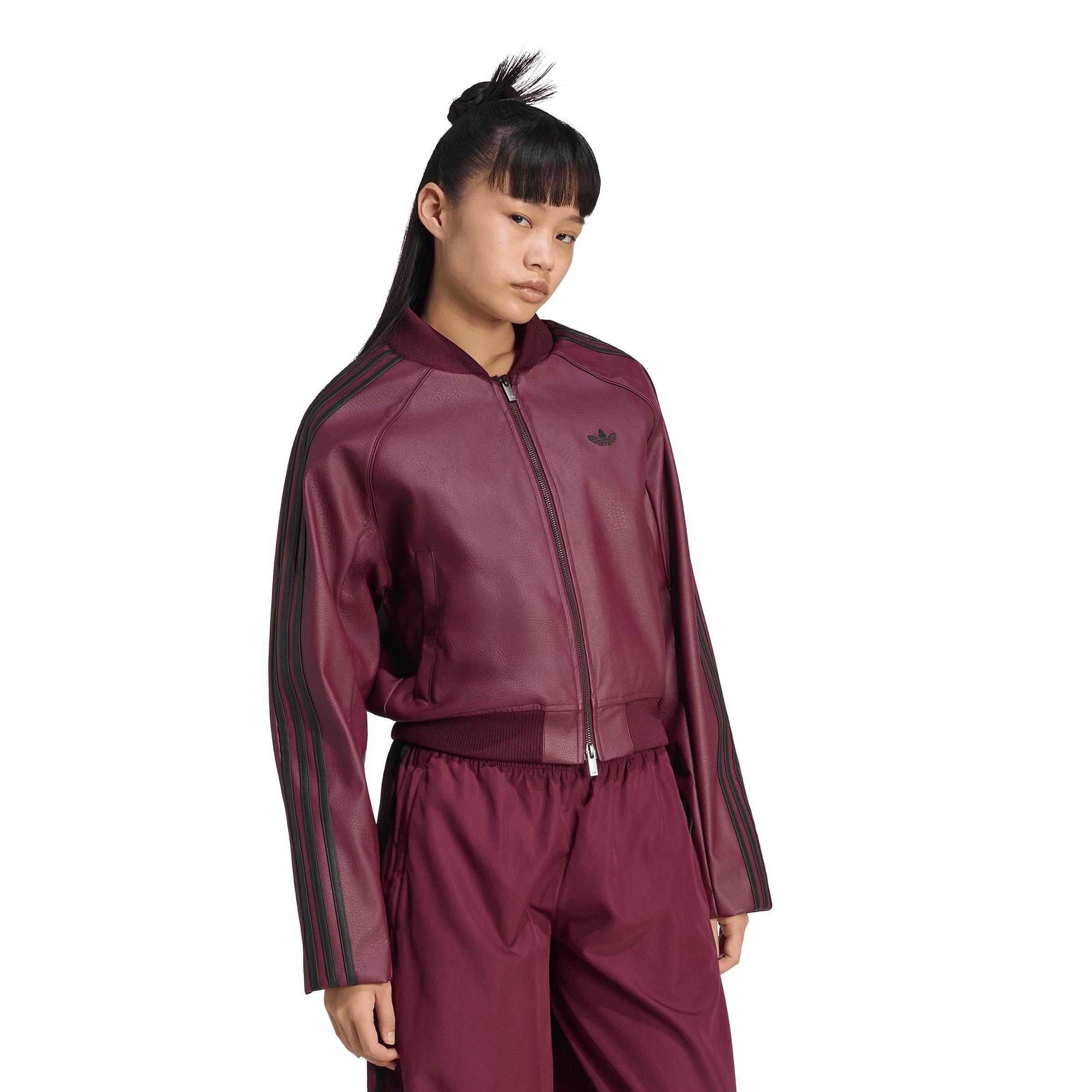 adidas Originals Women's Pleather Tracktop Jacket - MAROON